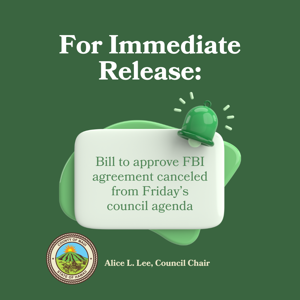 Image of a bulletin announcing: Bill to approve FBI agreement canceled from Friday’s council agenda