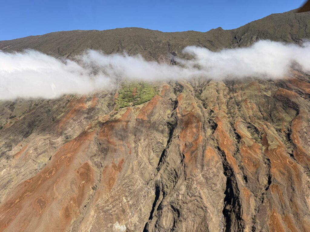 The leeward side of Haleakalā showing signs of drought and soil erosion.