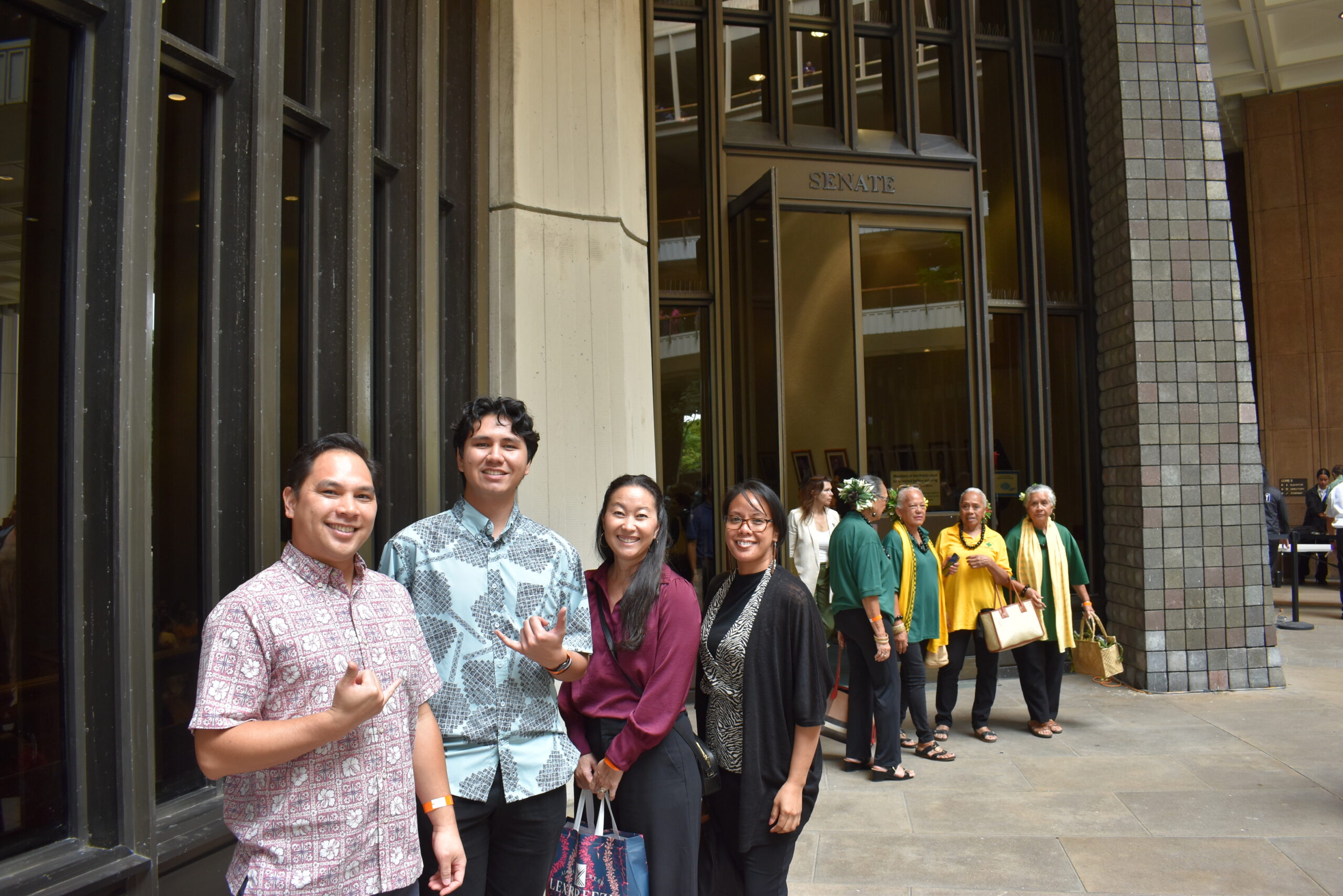 Councilmember Kauanoe Batangan with Executive Assistants Kainoa Shimizu, Stacy Takahashi and Nayleen Kamai.