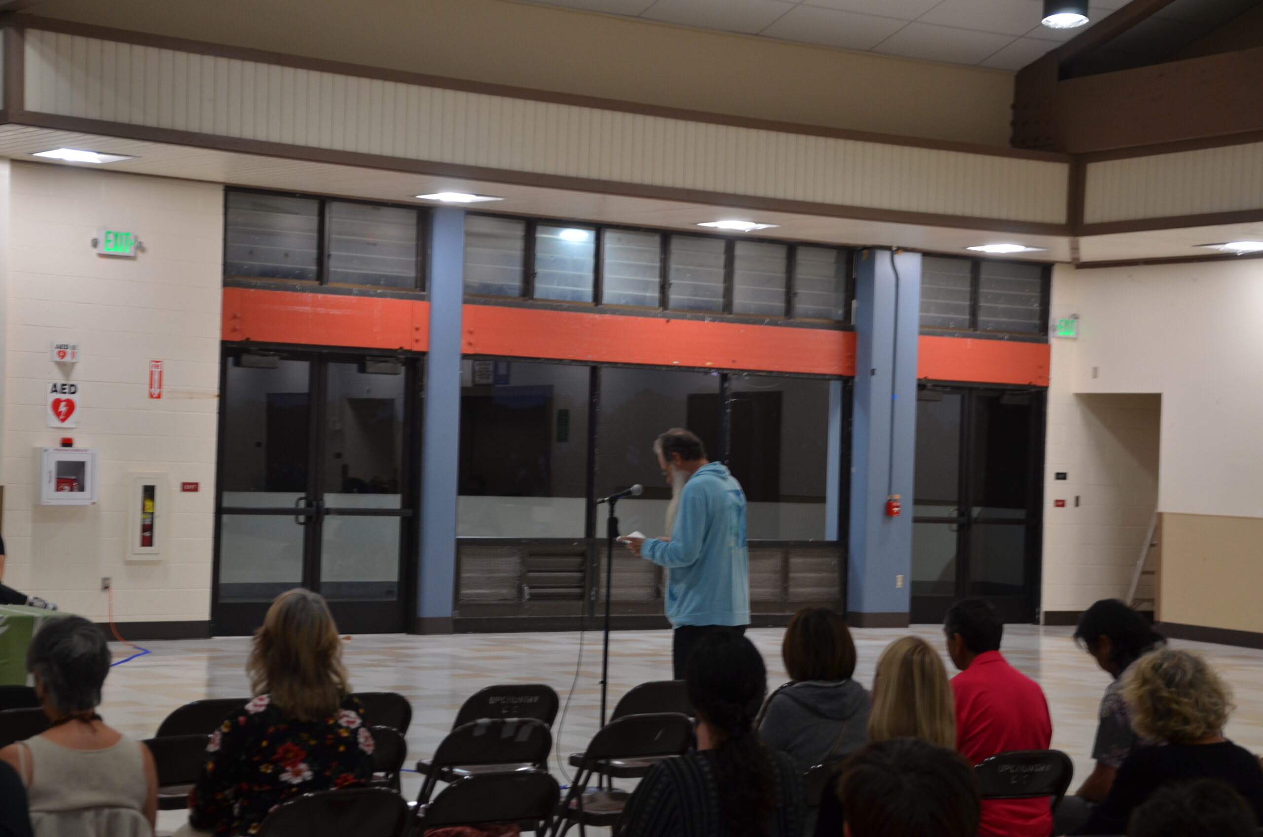 Testifier speaks at the microphone at the FY 27 Upcountry Budget Meeting