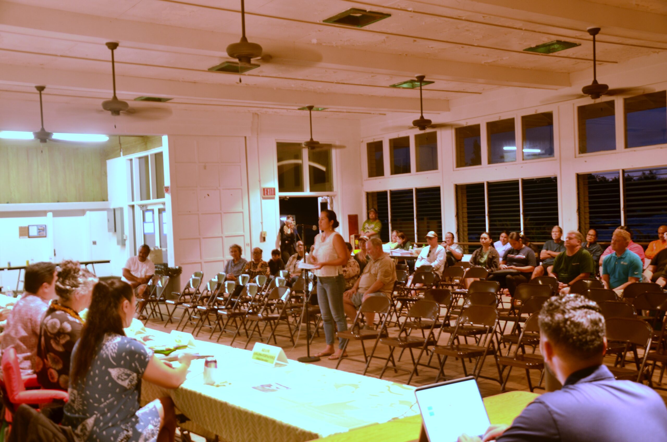 Councilmembers listen to testimony at the FY 27 Evening Budget Meeting in Hāna