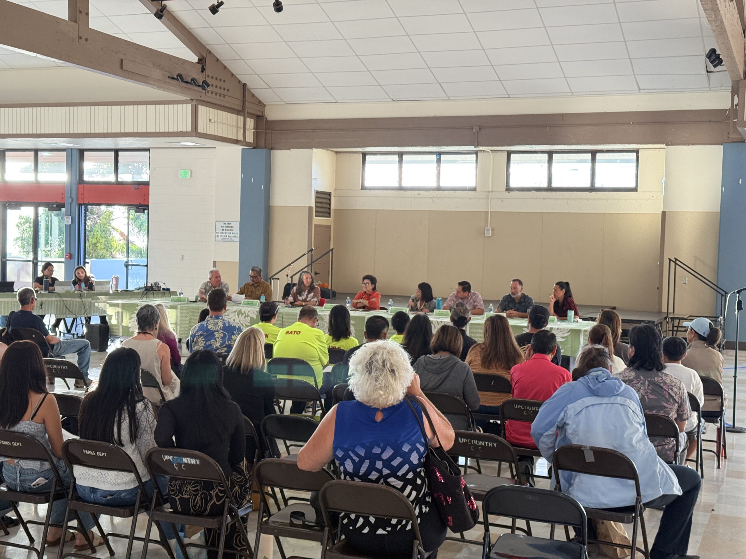 Councilmembers listen to testimony at the FY 27 Upcountry Budget Meeting