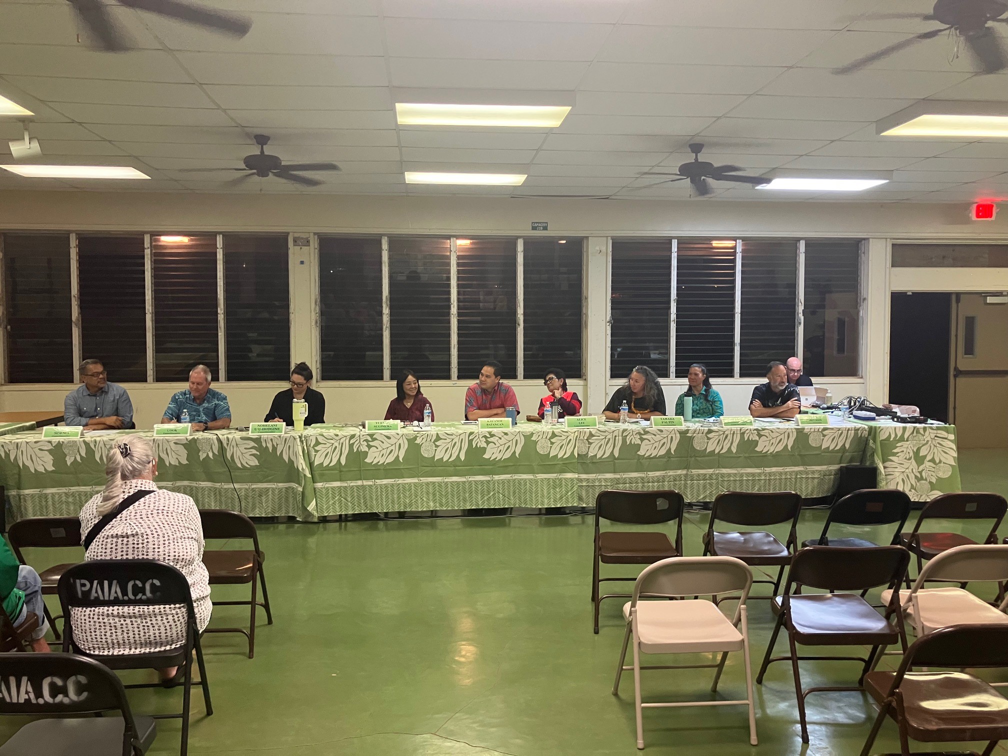 Councilmembers listen to testimony at the FY 27 Makawao-Haʻikū-Pāʻia Evening Budget Meeting